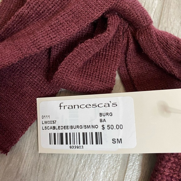 Cupcake Clothing Ltd. Burgundy V-Neck Cable Sweater With Tie Back NWT Si… - Picture 10 of 12